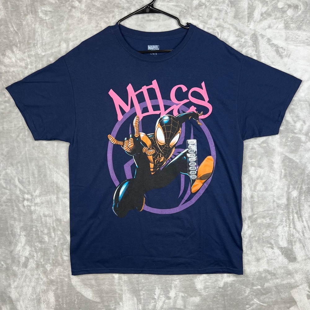 Marvel Miles Morales Spider-Man‎ Graphic T-Shirt Navy Blue Large L